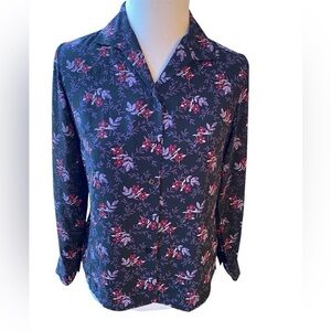Laura Scott For Sears Vintage 90s Floral Bouquet Purple Print Blouse Size-6P